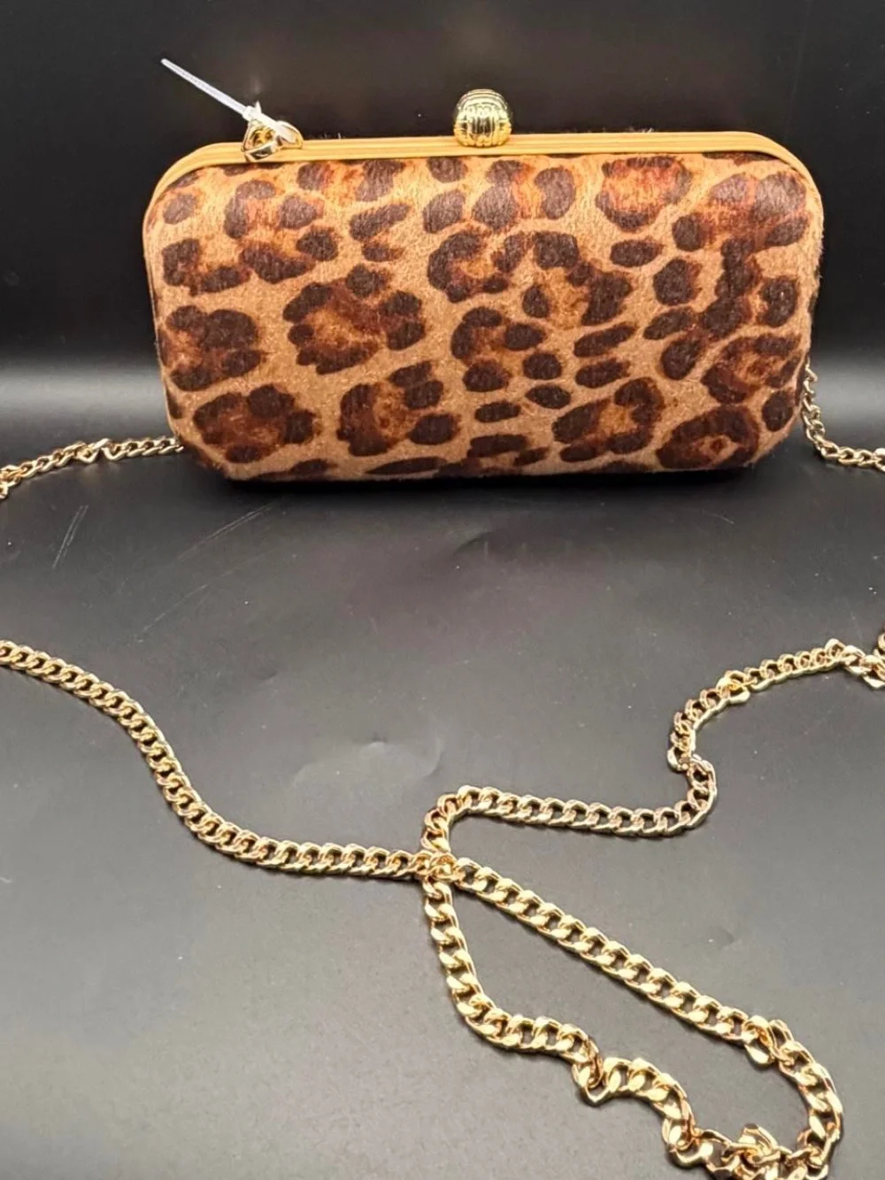Leopard Print Clutch Bag with Gold Chain A New Day 8”x4” | NWT